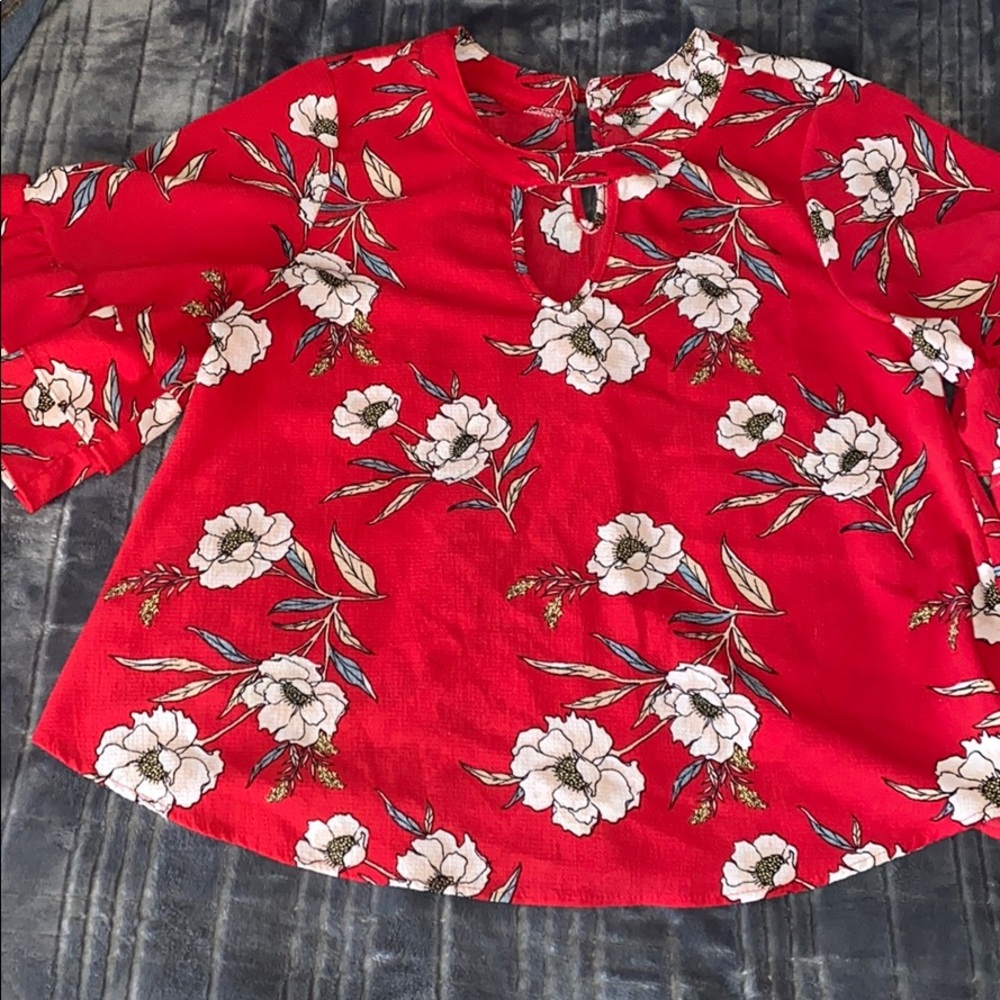 Red floral top